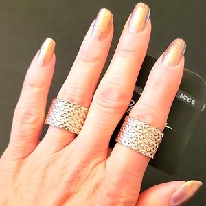 NEW Set of 2 Rose Gold-tone Band Rings! Size 8